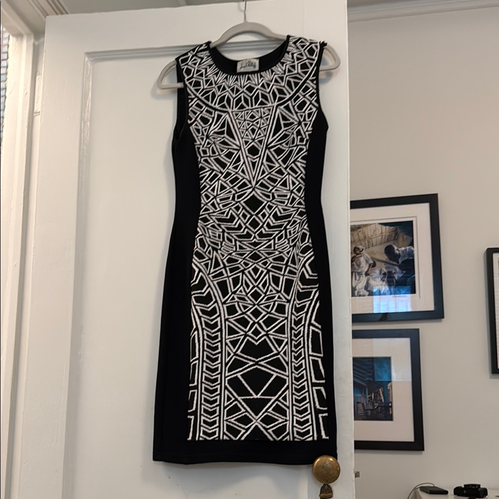 Black and White Sleeveless Sheath Mini Dress